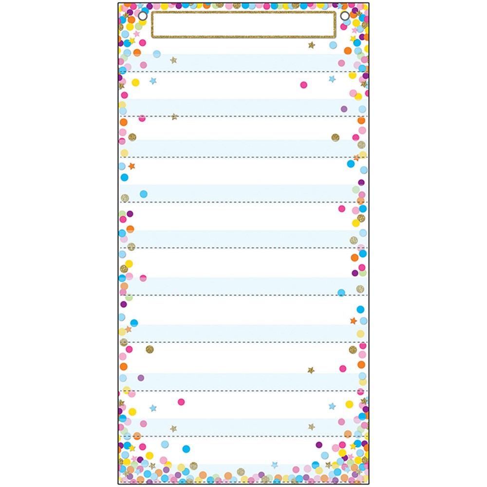 Smart Poly Pocket Chart, 13" x 25", 10 Pockets & 2 Grommets, Confetti